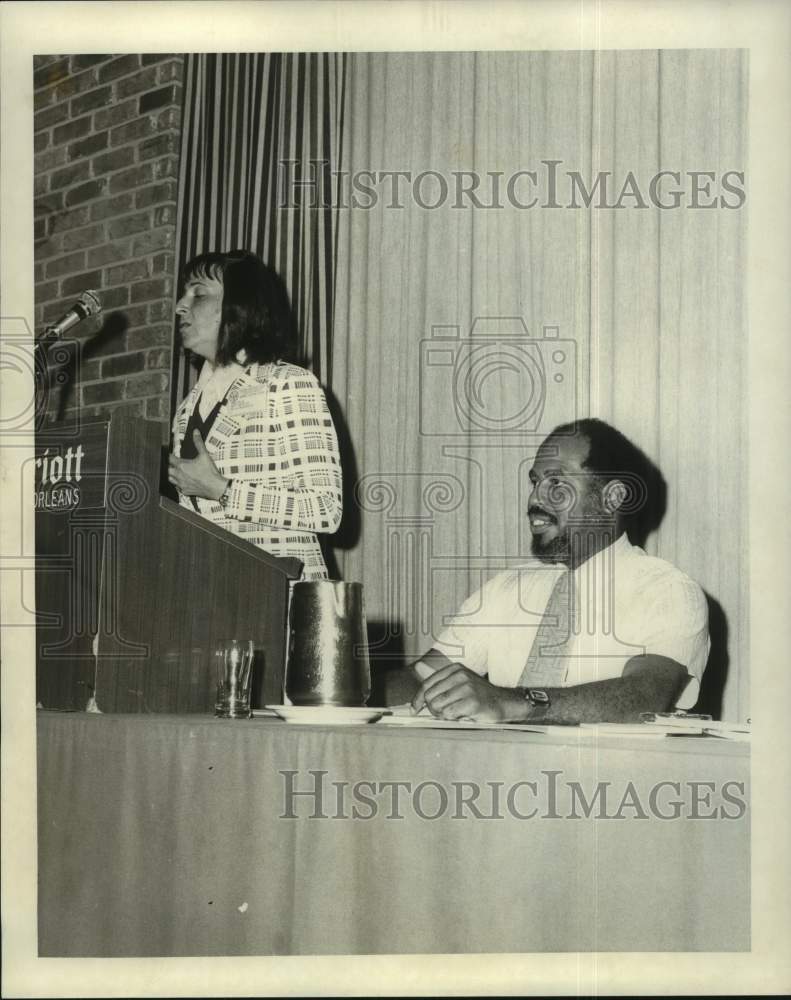 1973 Press Photo Dr Paula Menyuk, Dr Orlando Taylor -Speech and Hearing event- Historic Images