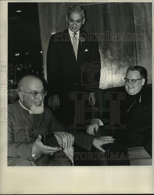1962 Press Photo Paul Boutros Meouchi, Edmund Reggie, John P. Cody chatting