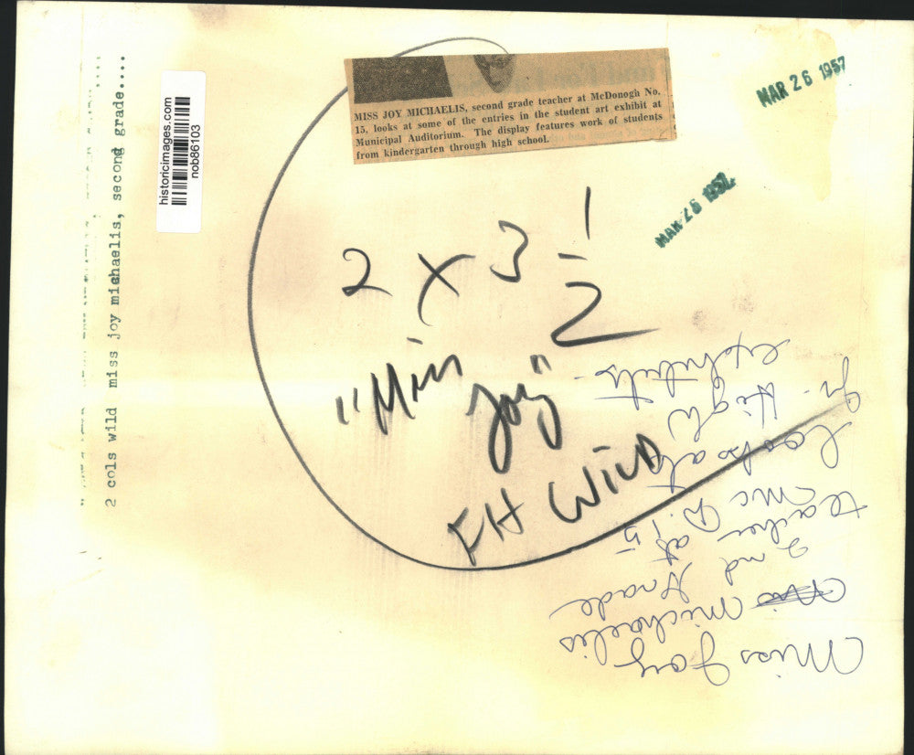 1957 Press Photo Miss Joy Michaelis, second grade teacher at McDonogh No. 15