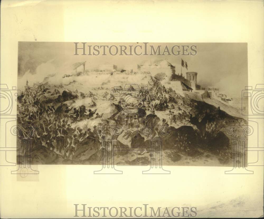 Press Photo Painting of the Chapultepec during Mexican war- Historic Images