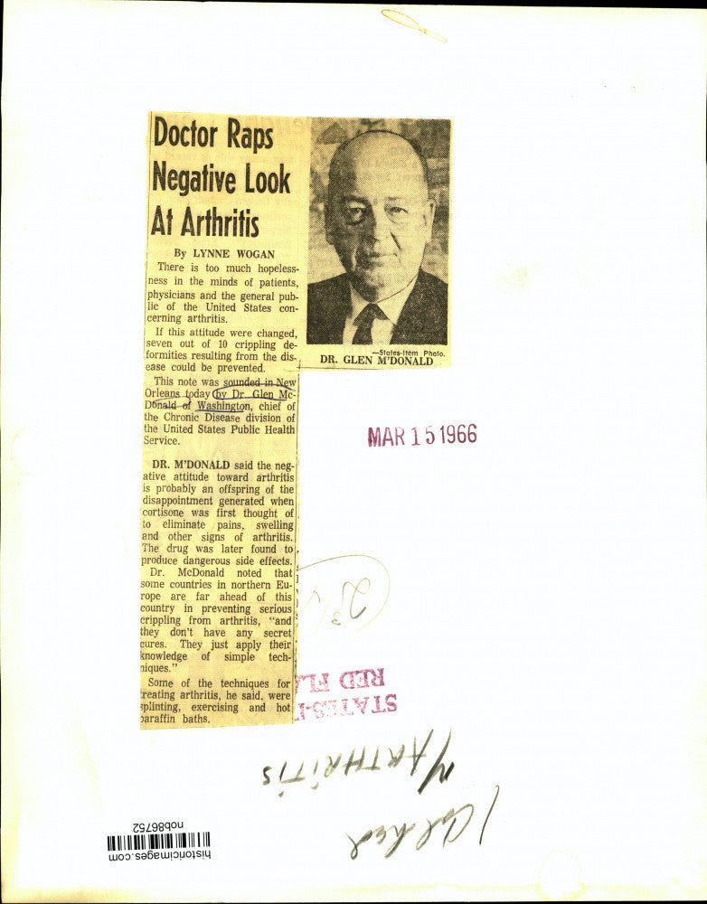 1966 Press Photo Dr. Glen McDonald, chief of Chronic Disease division