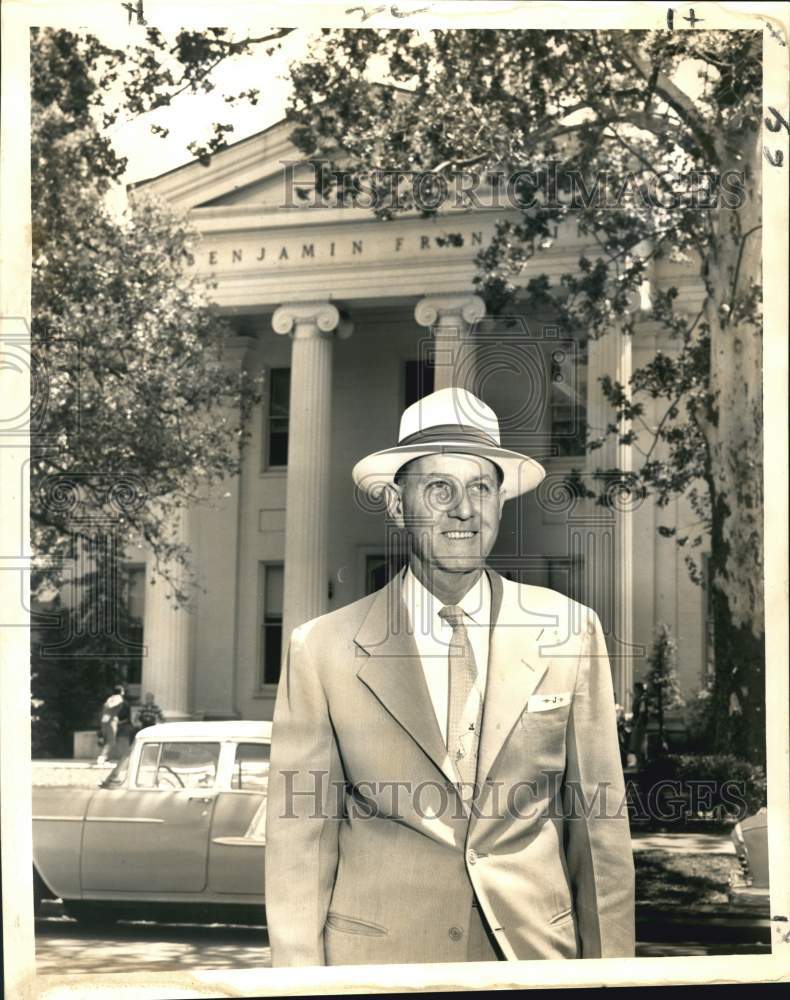 1959 Press Photo J.C. Meynier Jr. of Carrollton centennial at Franklin School