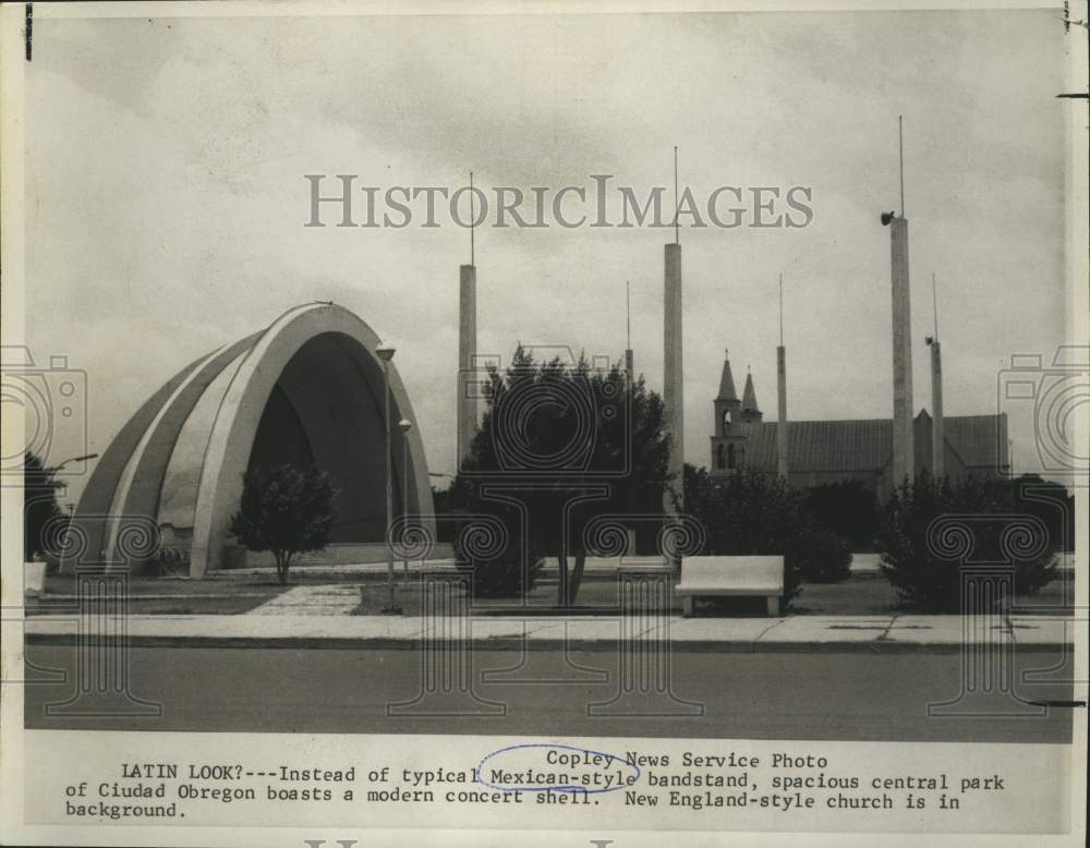 1967 Press Photo Modern concert shell in Ciudad Obregon central park in Mexico- Historic Images