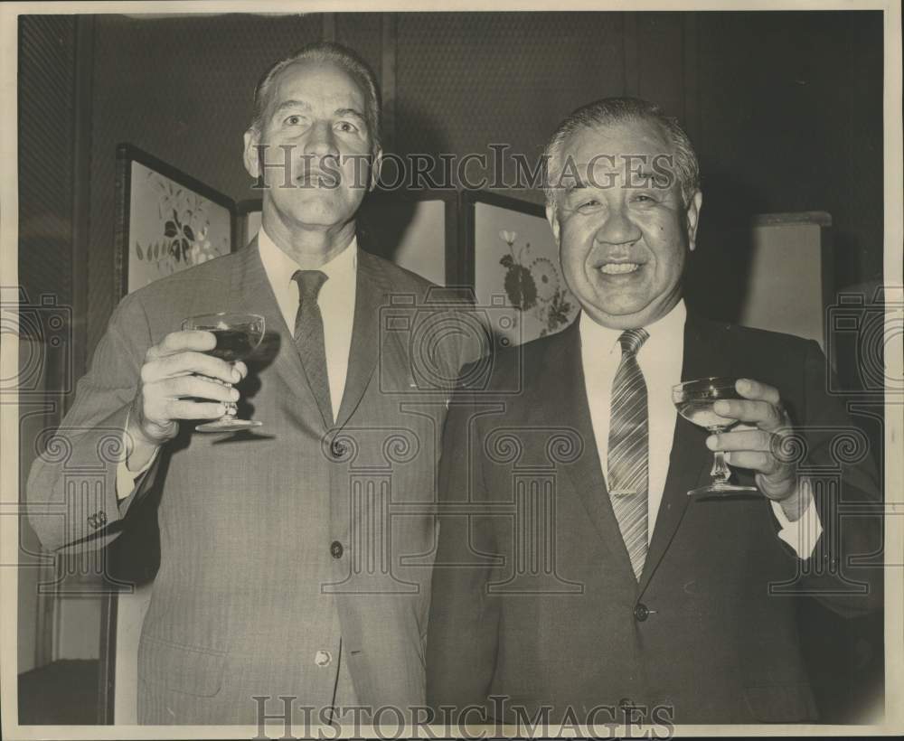 1967 Press Photo Samuel McNeely and Naokazu Okuda at Japanese Emperor&#39;s party- Historic Images