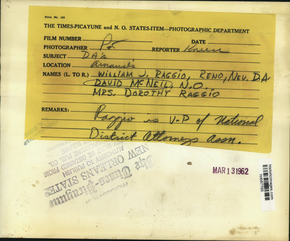 1962 Press Photo National District Attorney's Association members at Arnaud's