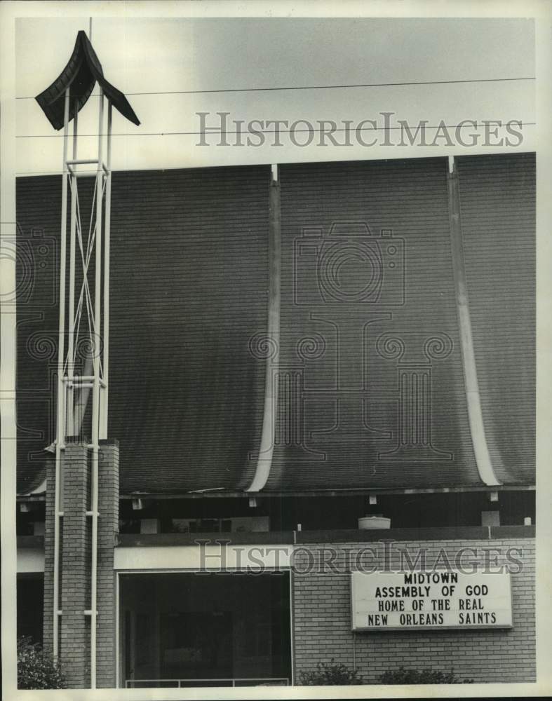 1974 Press Photo Church sign of Midtown Assembly of God at 294 Napoleon Avenue- Historic Images