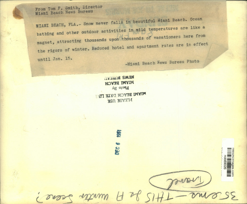 1951 Press Photo Mild temperatures in beautiful Miami Beach - nob89026