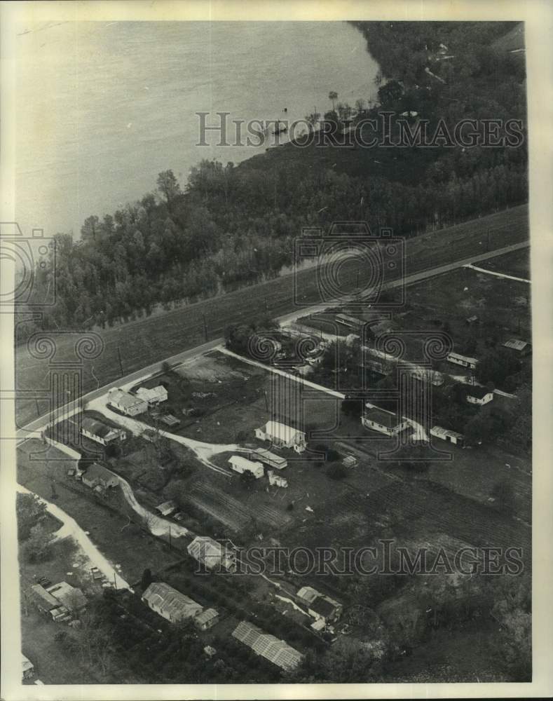 1973 Press Photo Aerial view of Montz, Louisiana- Historic Images