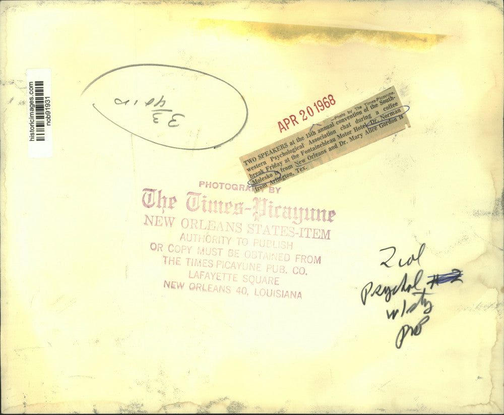 1968 Press Photo Speakers at Southwestern Psychological Association convention