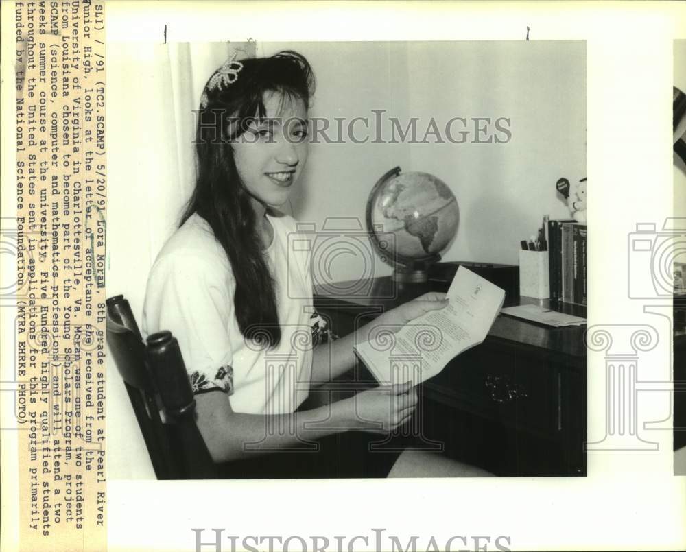 1991 Press Photo Lora Moran accepted to University of Virginia summer course- Historic Images