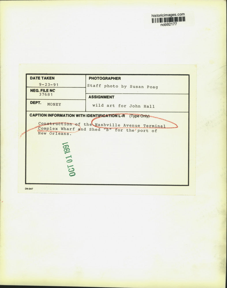 1991 Press Photo Construction Of Wharf, Terminal, Port Of New Orleans