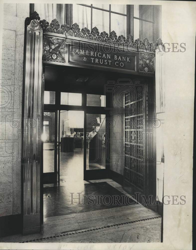 Press Photo Brass Art Deco doorway at the American Bank and Trust Company- Historic Images