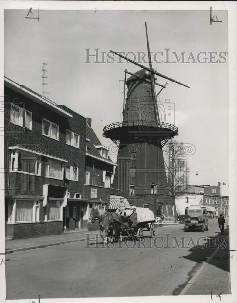1955 Press Photo Windmill converted into grocery store in the Netherlands