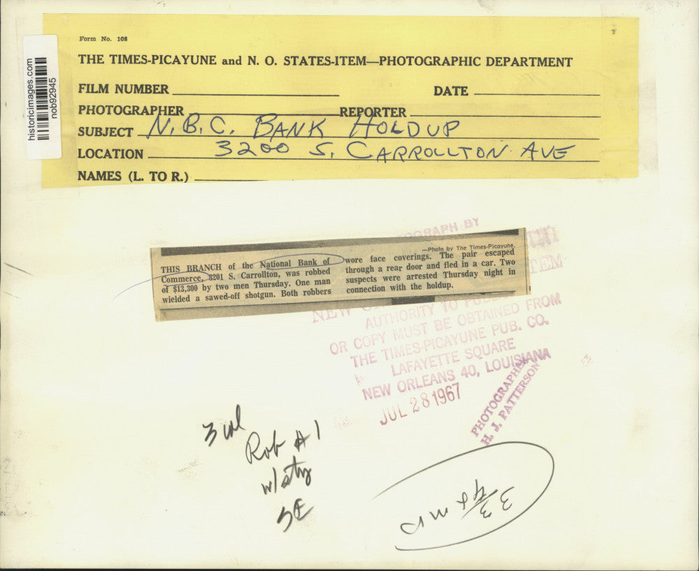 1967 Press Photo Exterior view of National Bank of Commerce, 3201 S. Carrollton