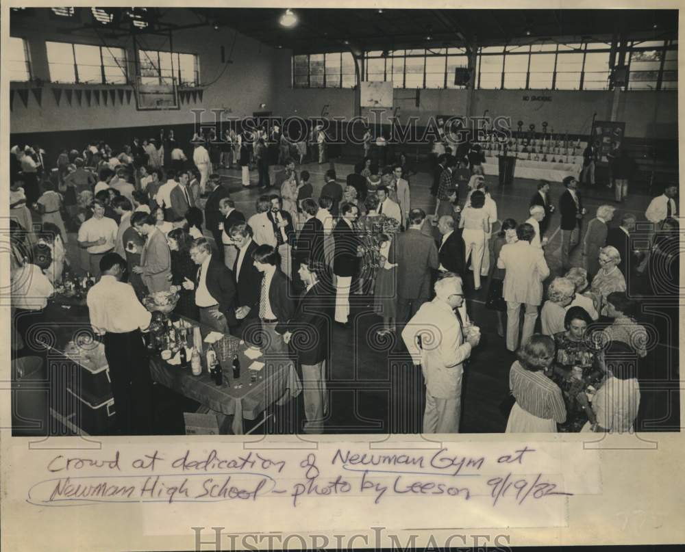 1982 Press Photo Attendees Gather For Dedication Of Gym At Newman High School- Historic Images