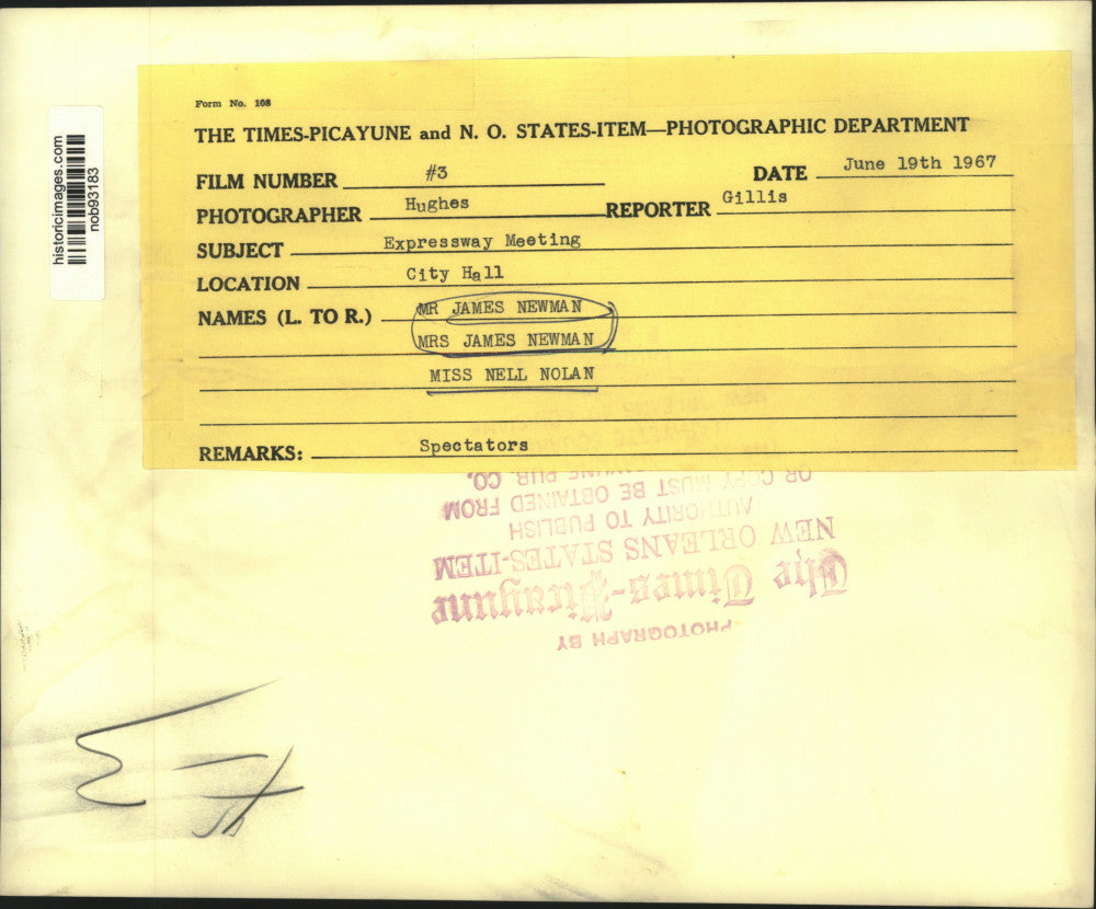 1967 Press Photo Mr. & Mrs. James Newman, Nell Nolan attend meeting at City Hall