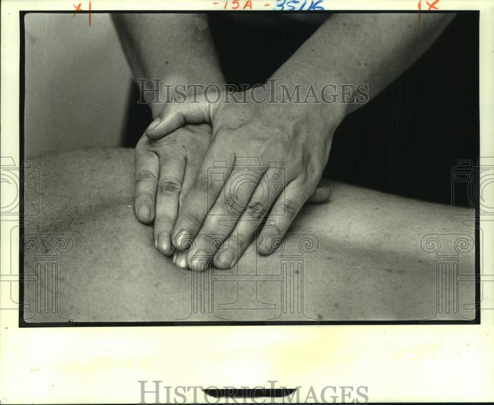 Press Photo Andrea can sense areas of tension while massaging- Historic Images