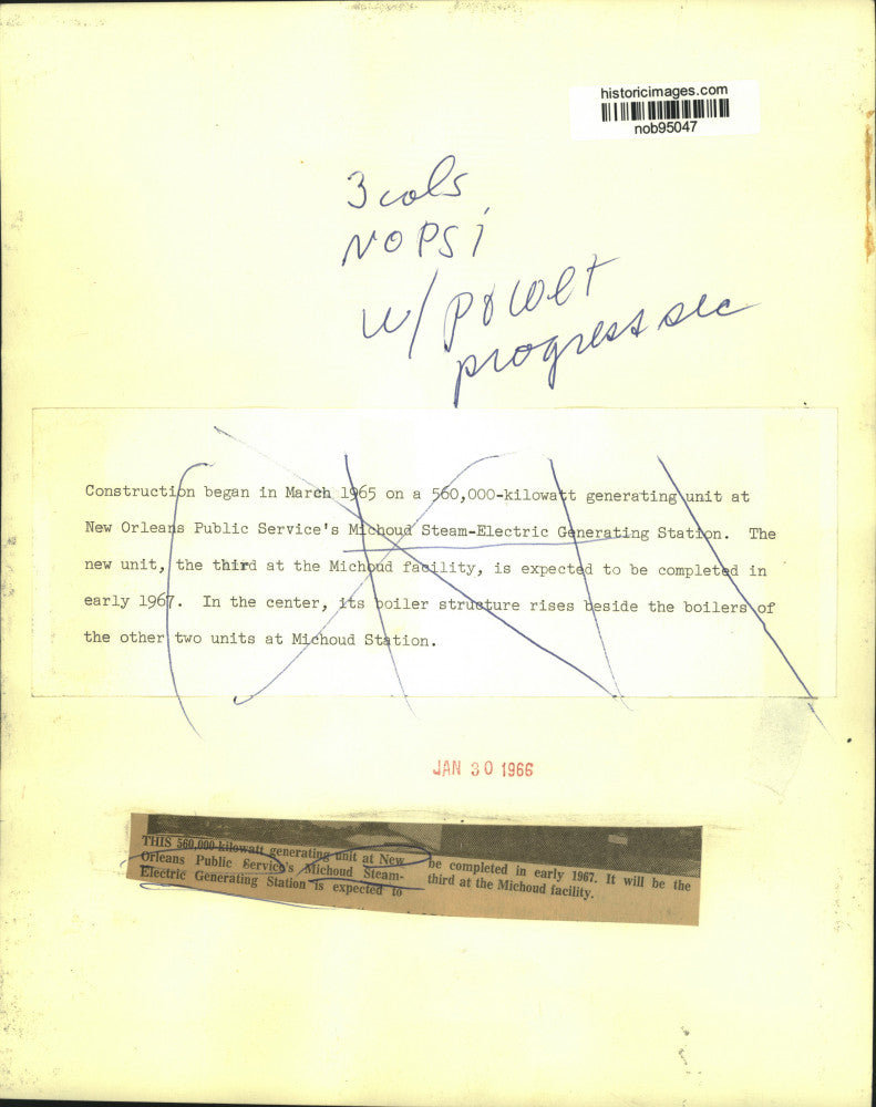 1966 Press Photo New Orleans Public Service's Michoud Steam-Electric Station