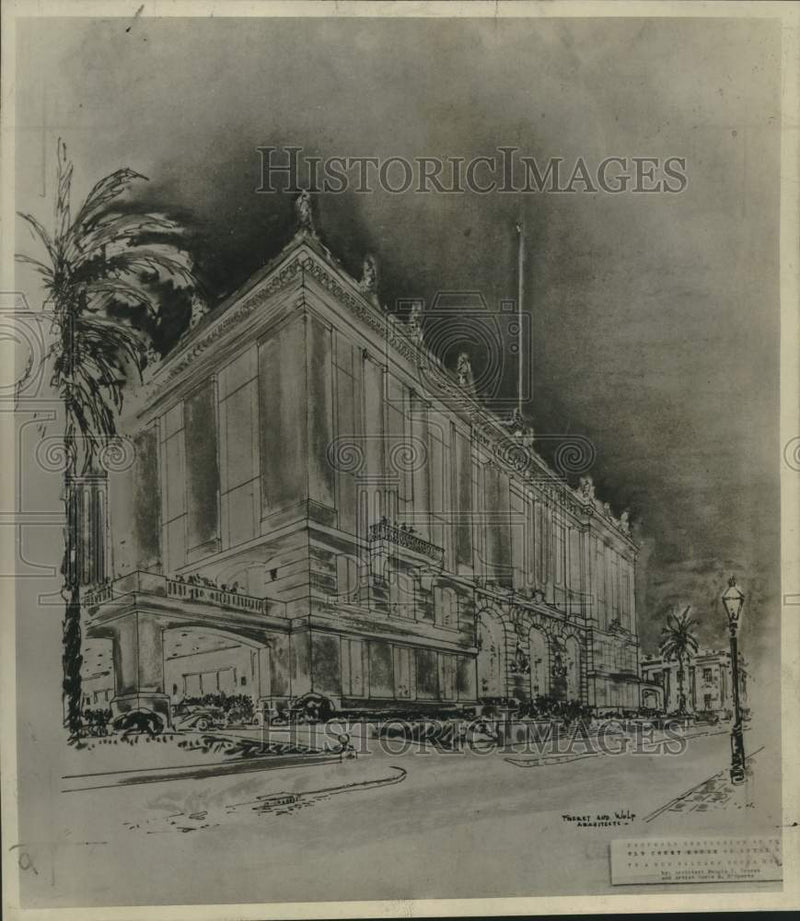 Load image into Gallery viewer, 1961 Press Photo Artist's sketch of New Orleans Opera House Association building
