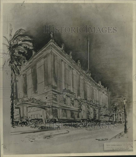 1961 Press Photo Artist's sketch of New Orleans Opera House Association building