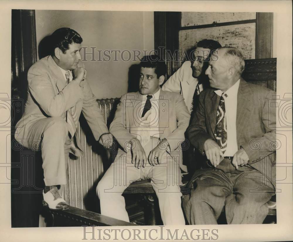 1950 Press Photo Earl J. Nunez, John W. Falcon, Leon Nunez and Joseph Fisher