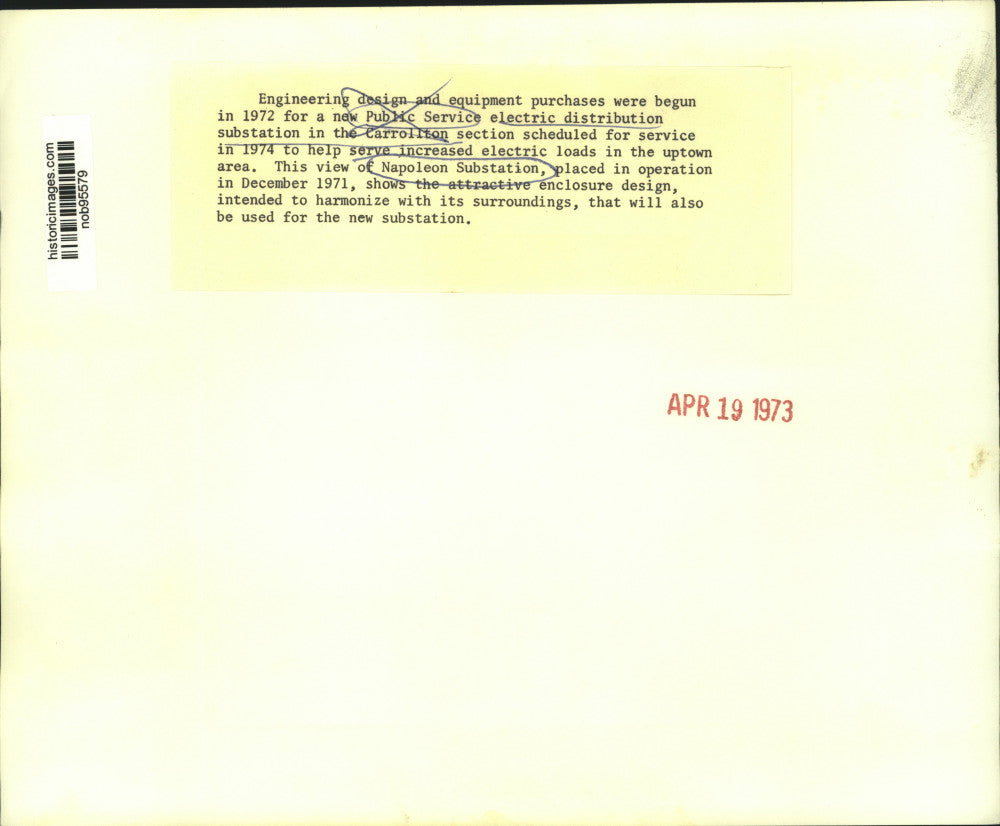 1973 Press Photo Napoleon Substation Boasts Attractive Enclosure, New Orleans