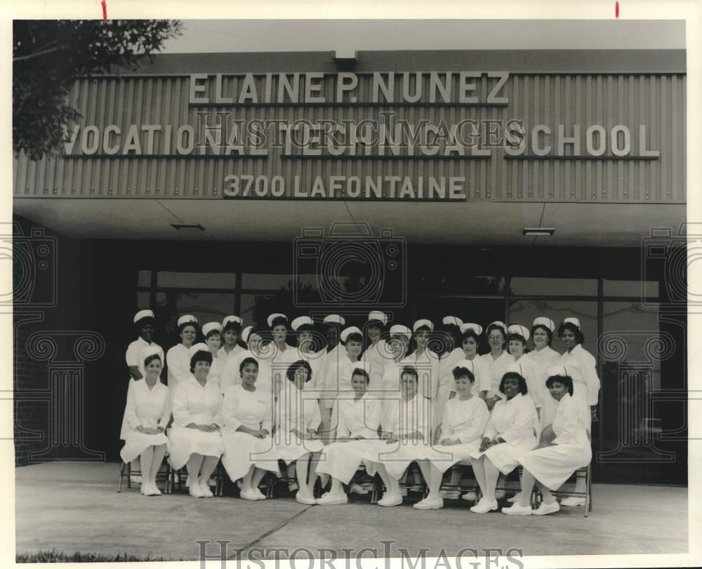 1989 Press Photo Elaine P. Nunez Vocational, 11th Practical Nursing Class- Historic Images