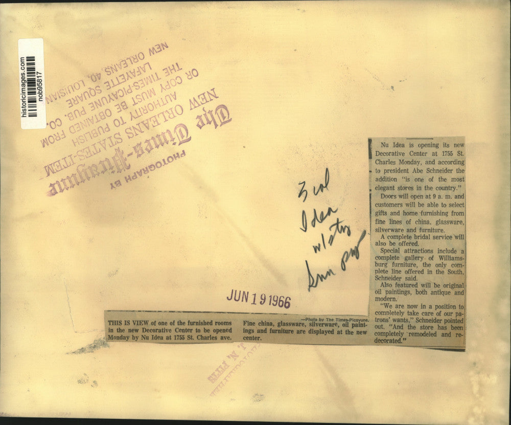 1966 Press Photo Furnished Room Display, Nu-Idea Decorative Center, New Orleans