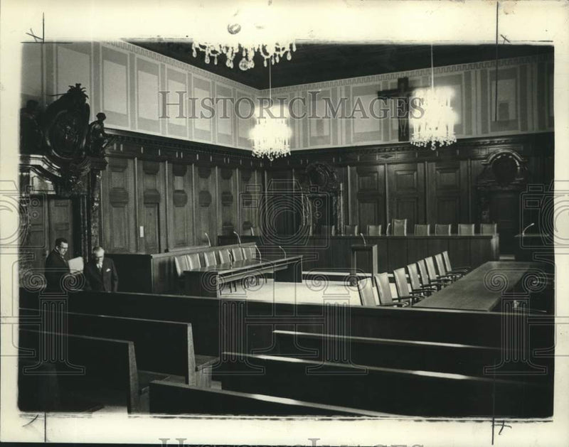 Load image into Gallery viewer, 1966 Press Photo German War Criminal Courtroom Reconstructed, Nuremberg, Germany
