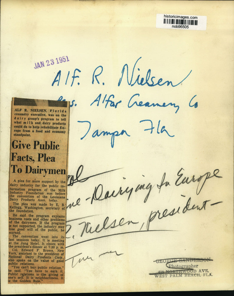 1951 Press Photo Alf Nielsen of the Louisiana Dairy Products Association