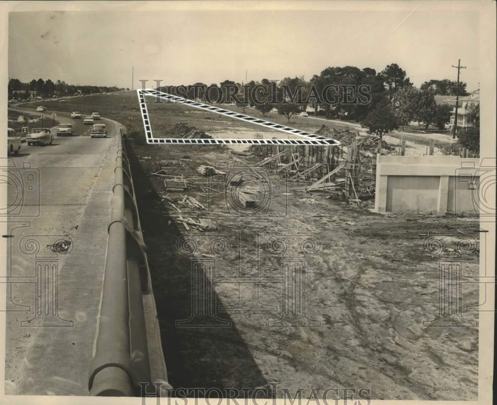 1964 Press Photo Pontchartrain Expressway, &quot;Old&quot; New Basin Canal- Historic Images