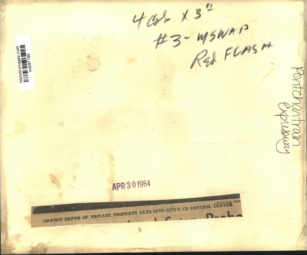 1964 Press Photo 100-foot depth of property cuts into city's CD Control Center