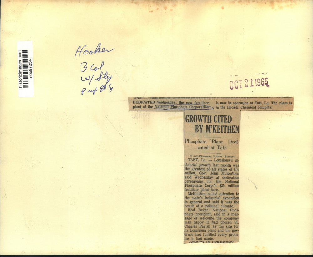 1965 Press Photo National Phosphate new fertilizer plant in Taft, Louisiana