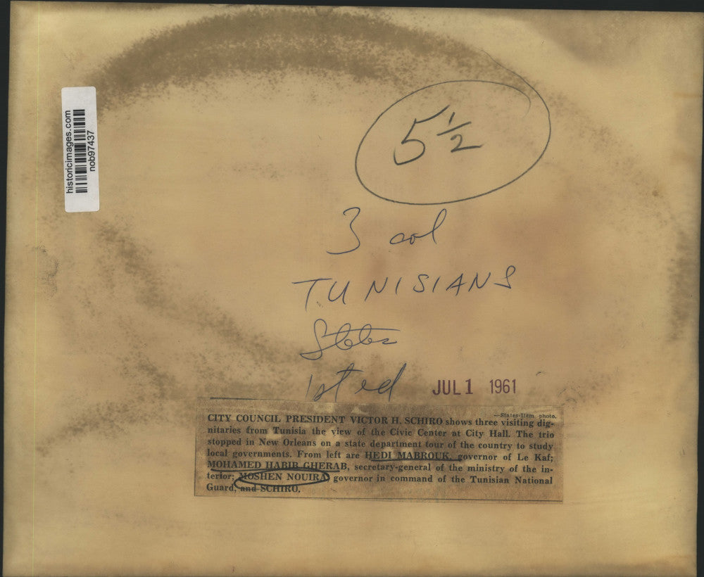 1961 Press Photo City Council Victor Schiro and Tunisian officers in New Orleans