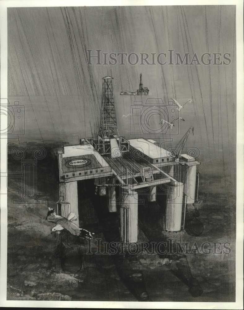 1970 Press Photo Artist&#39;s sketch of the Ocean Prospector - nob97974- Historic Images