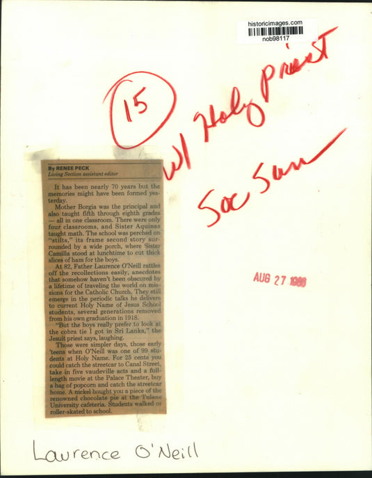1966 Press Photo Father Lawrence O'Neill of Holy Name of Jesus School