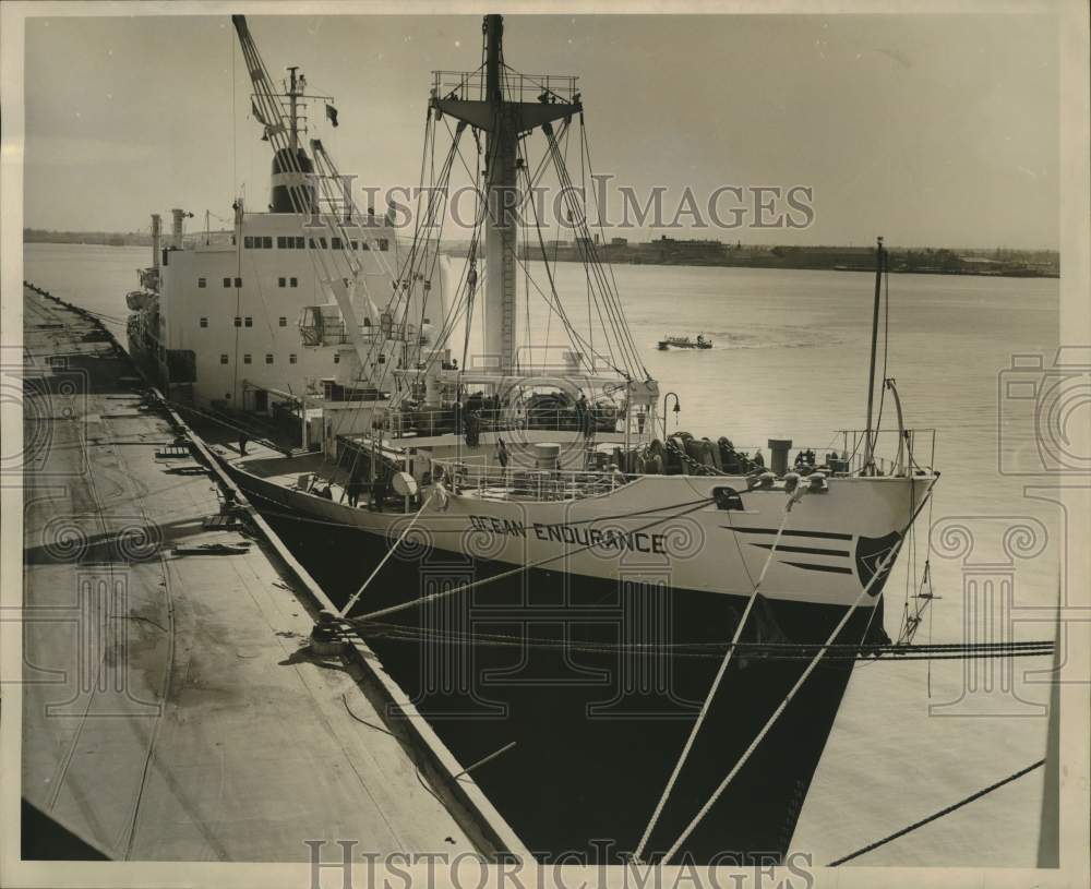 1967 Press Photo M/V Ocean Endurance of Trans Steamship docked in New Orleans