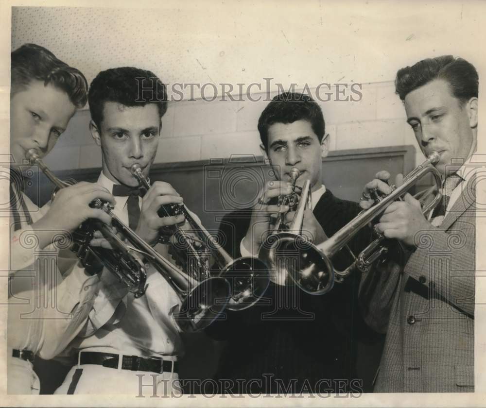 1960 Press Photo Student Trumpeters Jam Between Solos At Spring Music Festival- Historic Images