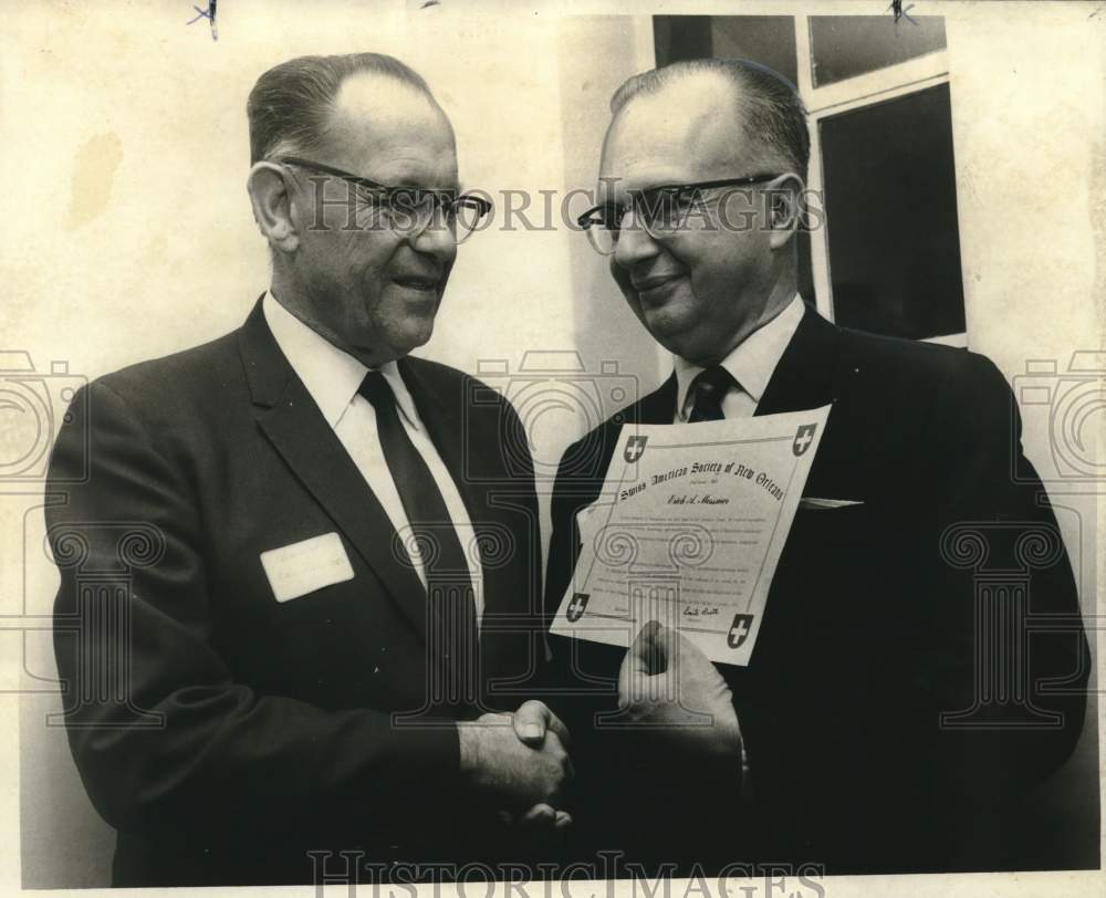 1971 Press Photo Erich Messmer Honored By Swiss Society Of New Orleans