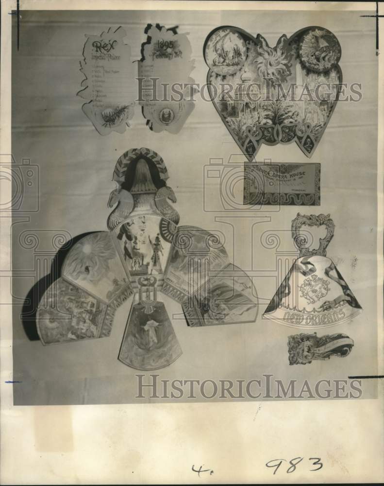 1965 Press Photo Antique Invitations, Cards For Rex, Proteus Mardi Gras Balls- Historic Images