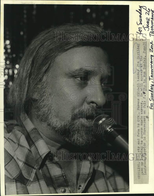 1983 Press Photo Country Singer Jim Oertling performing at Louisiana Hayride- Historic Images
