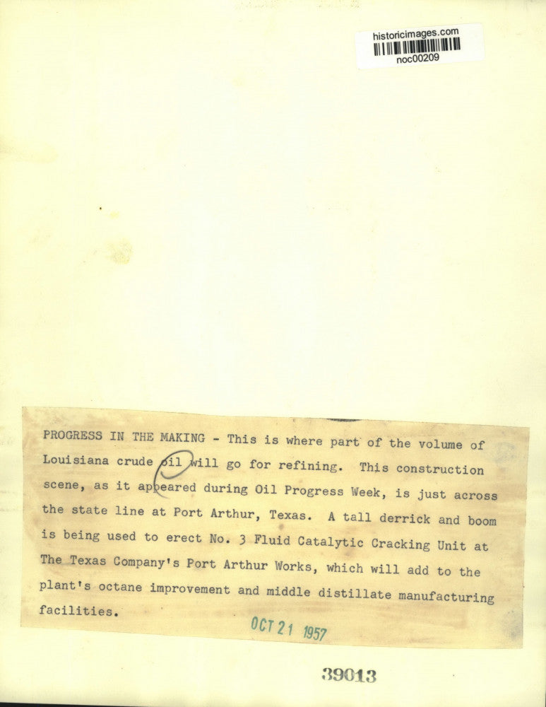 1957 Press Photo Louisiana Crude Oil Rig Construction in Port Arthur, Texas