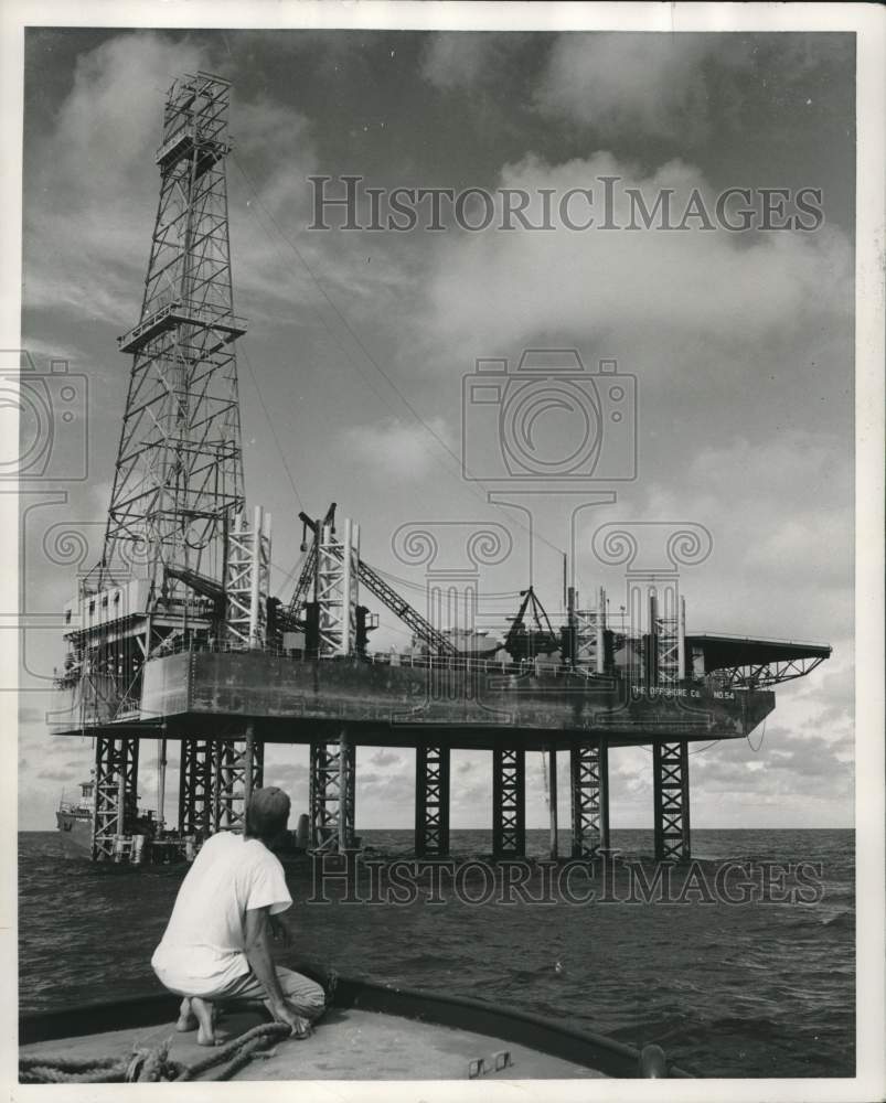 1957 Press Photo View of the Offshore Company oil rig No. 54, Louisiana