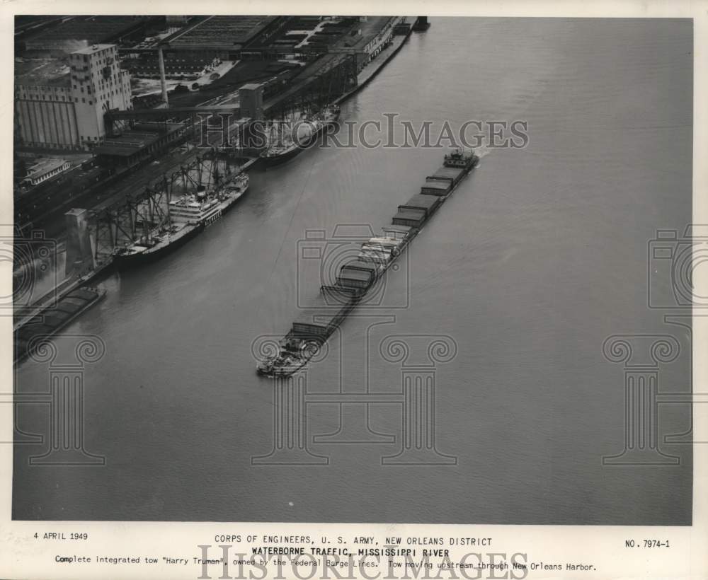 1949 Press Photo Federal Barge Lines "Harry Truman" tow boat, New Orleans Harbor