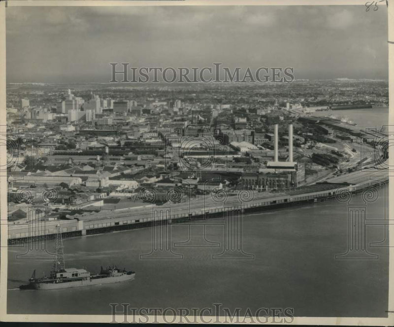 Load image into Gallery viewer, 1949 Press Photo Shell Oil drilling barge in Mississippi River at New Orleans
