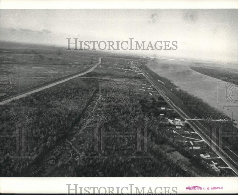 1972 Press Photo Aerial view of Louisiana Highway 23 construction area