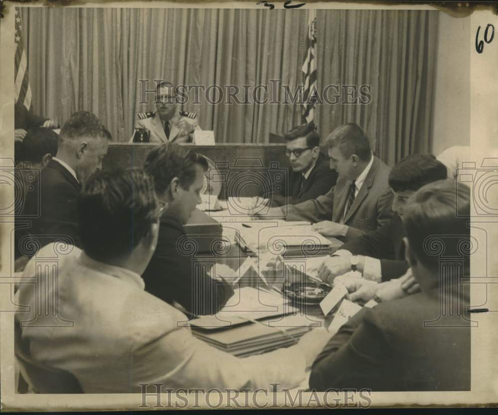 1968 Press Photo Oil rig &quot;Little Bob&quot; explosion and fire hearing in progress