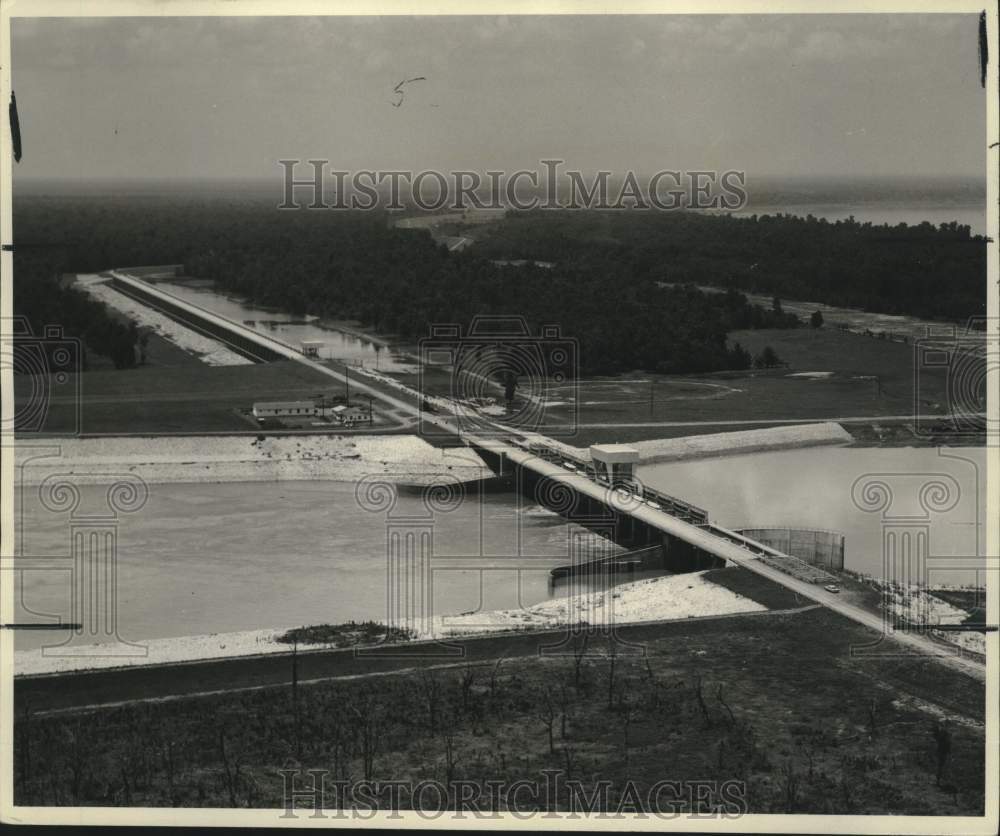 1962 Press Photo Aerial view of Old River Control Project, Louisiana - noc01236