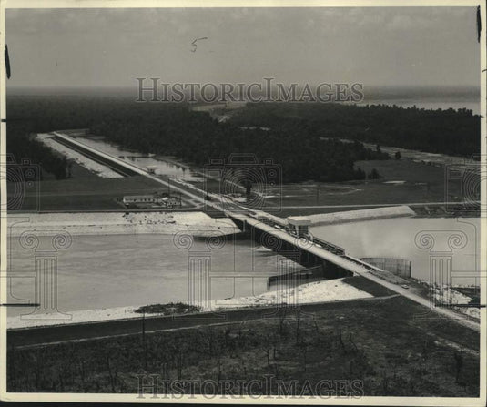 1962 Press Photo Aerial view of Old River Control Project, Louisiana - noc01236