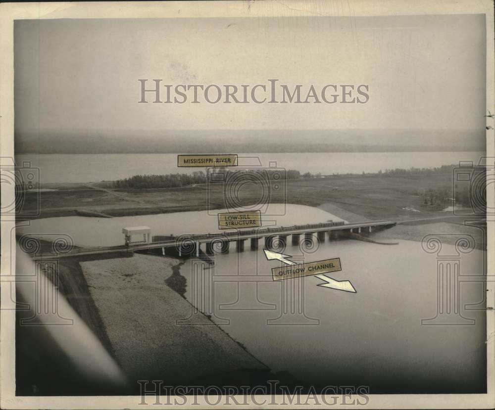 1960 Press Photo Old Man River Central Project keeps river in right direction- Historic Images